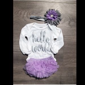 Baby girl hello world coming home outfit